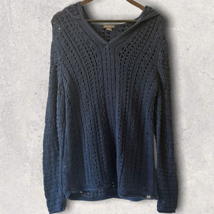 Eddie Bauer Hooded Pullover Sweater, Blue Size Large